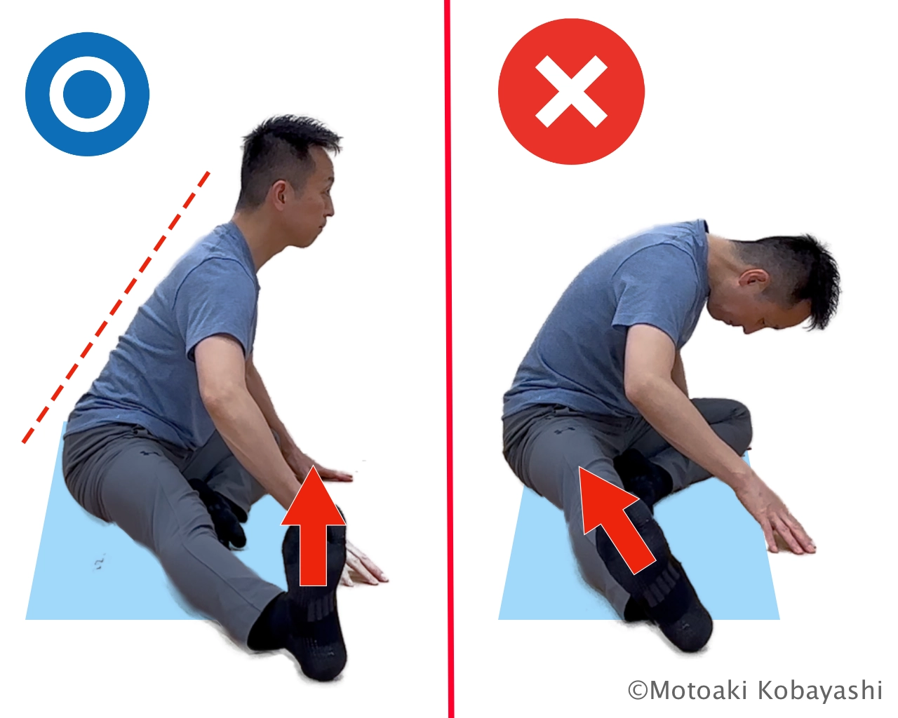 内転筋　フロア片足開脚ストレッチ３